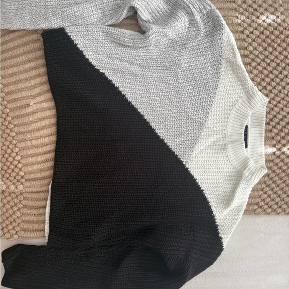 Colorblock Black and Gray Women's Sweater - Picture 1 of 5